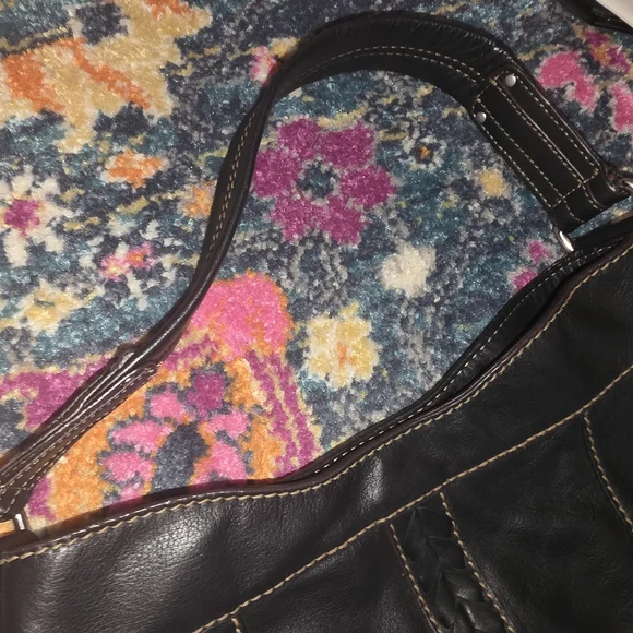 Tignanello Black Leather Bag with Buckle Details - Picture 4 of 5